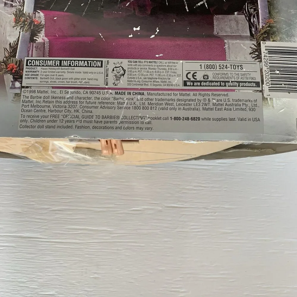 1998 Rare Happy Holidays Barbie with Multiple Print Errors But Bad Box